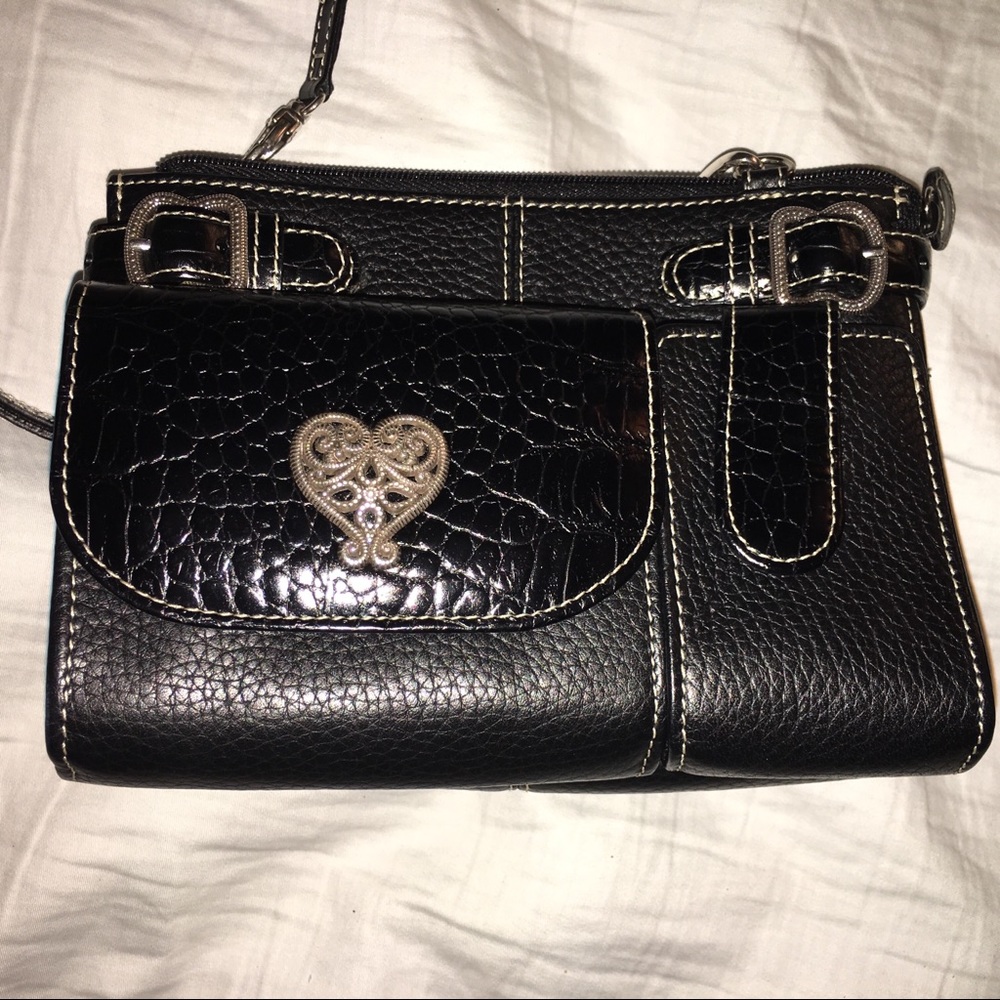 Brighton Black Leather Crossbody Organizer